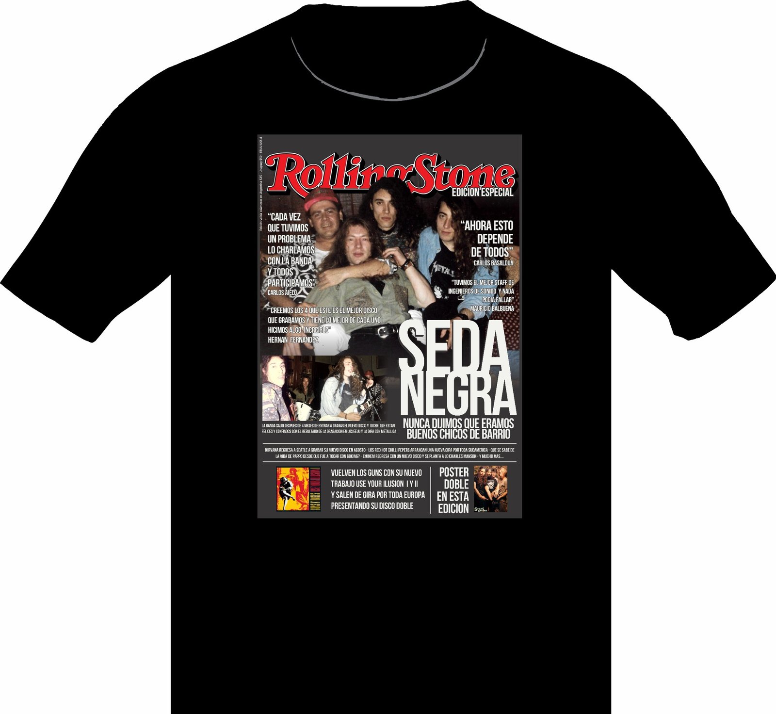 Remera 03 SEDA NEGRA
